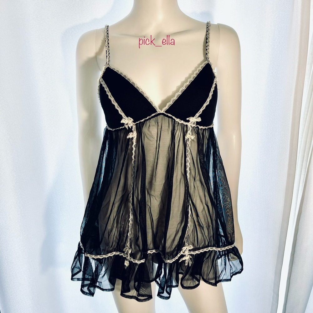 M VS Sexy Little Things by Victoria’s Secret Chemise slip dress Black white lace